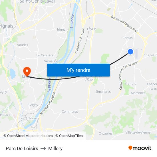 Parc De Loisirs to Millery map