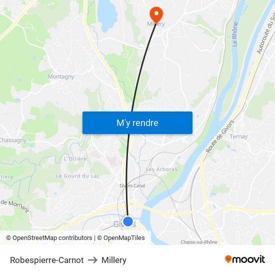 Robespierre-Carnot to Millery map