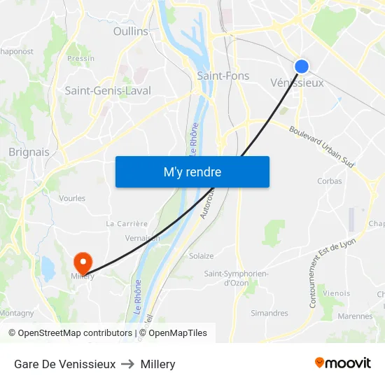 Gare De Venissieux to Millery map