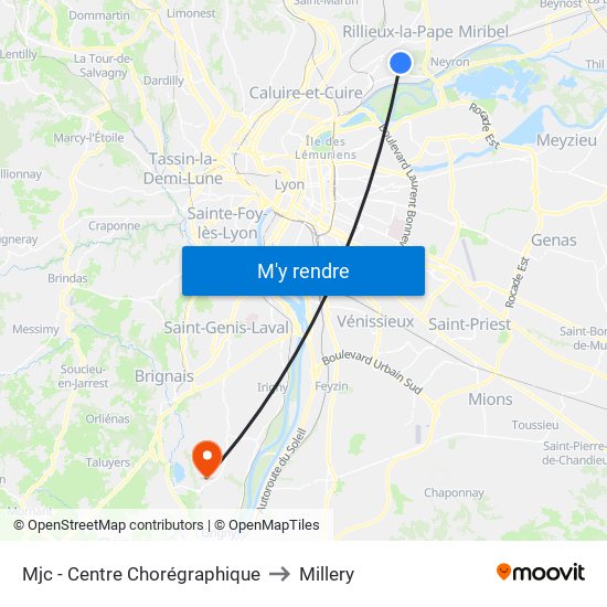 Mjc - Centre Chorégraphique to Millery map