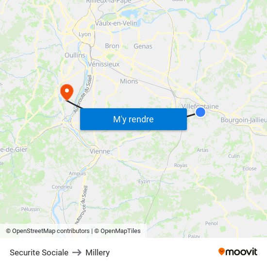 Securite Sociale to Millery map