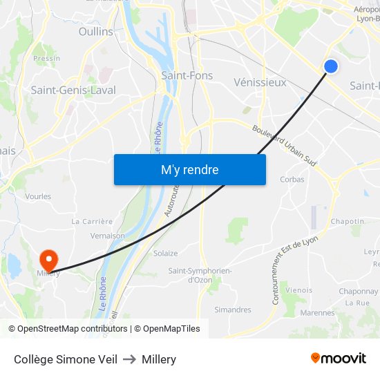 Collège Simone Veil to Millery map