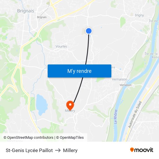 St-Genis Lycée Paillot to Millery map