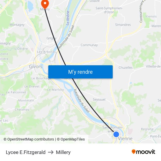 Lycee E.Fitzgerald to Millery map