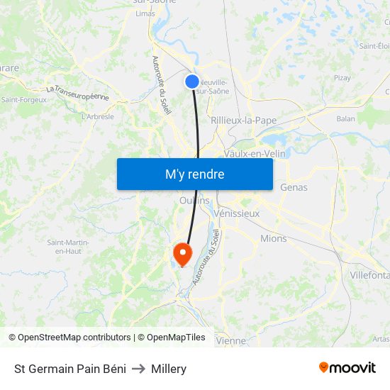 St Germain Pain Béni to Millery map