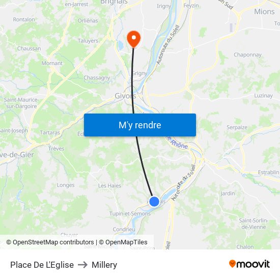 Place De L'Eglise to Millery map