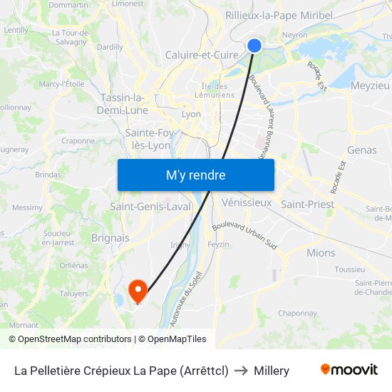 La Pelletière Crépieux La Pape (Arrêttcl) to Millery map