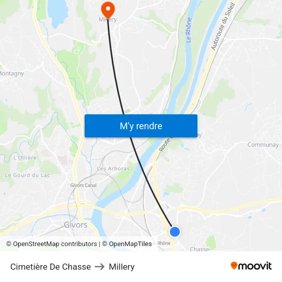Cimetière De Chasse to Millery map