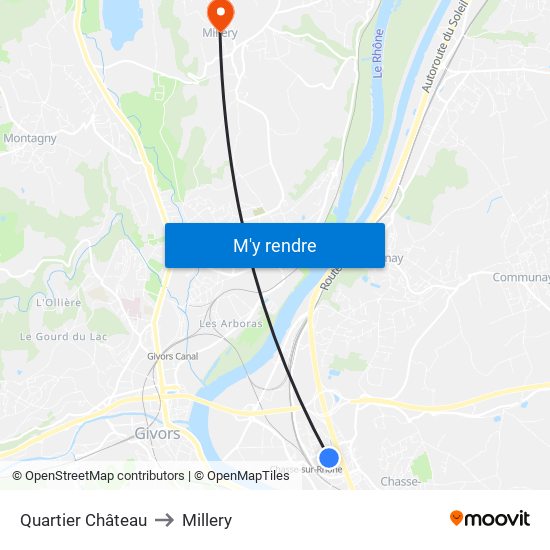 Quartier Château to Millery map