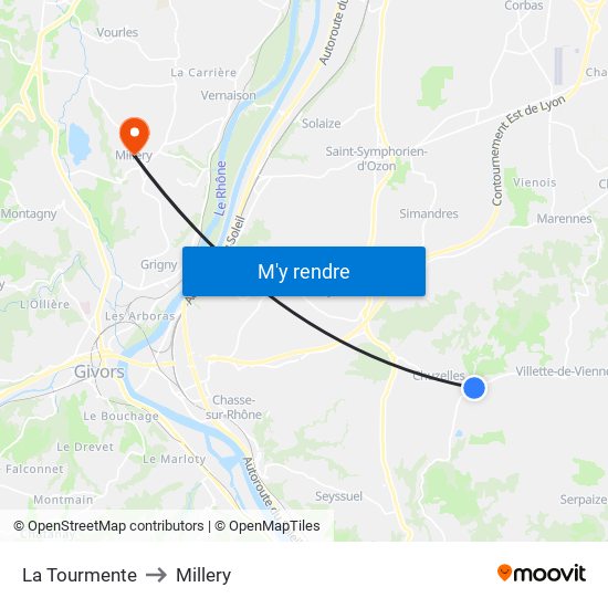 La Tourmente to Millery map
