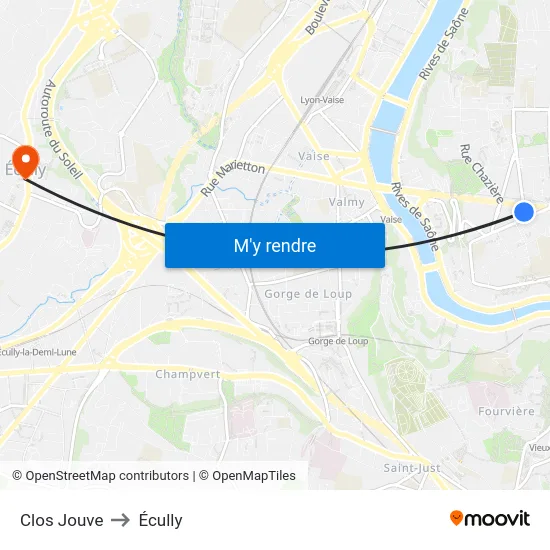 Clos Jouve to Écully map