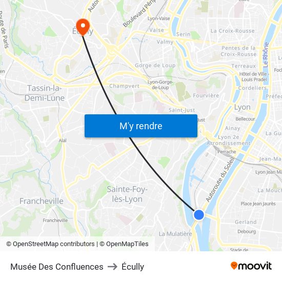 Musée Des Confluences to Écully map