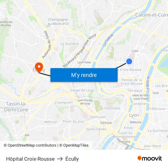 Hôpital Croix-Rousse to Écully map