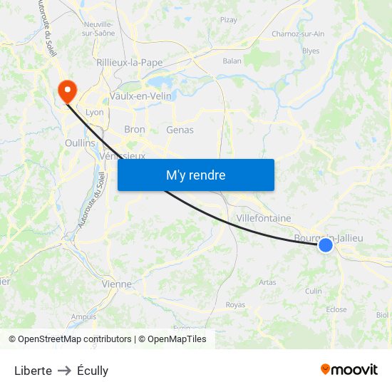 Liberte to Écully map