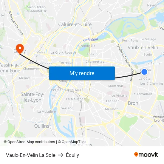 Vaulx-En-Velin La Soie to Écully map
