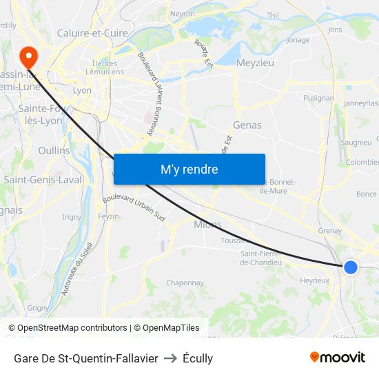 Gare De St-Quentin-Fallavier to Écully map