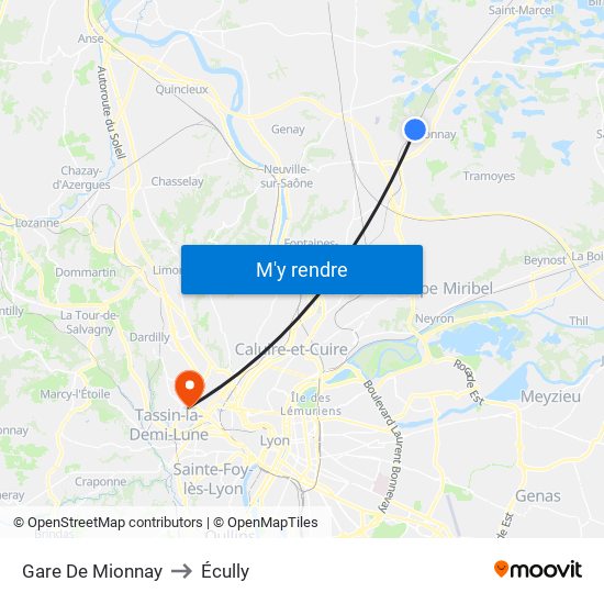 Gare De Mionnay to Écully map