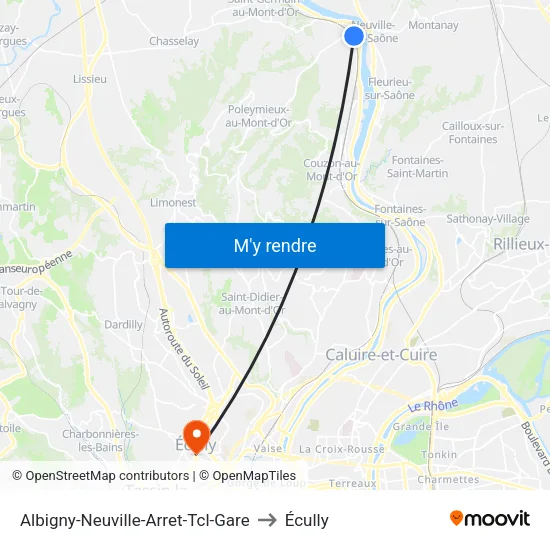Albigny-Neuville-Arret-Tcl-Gare to Écully map
