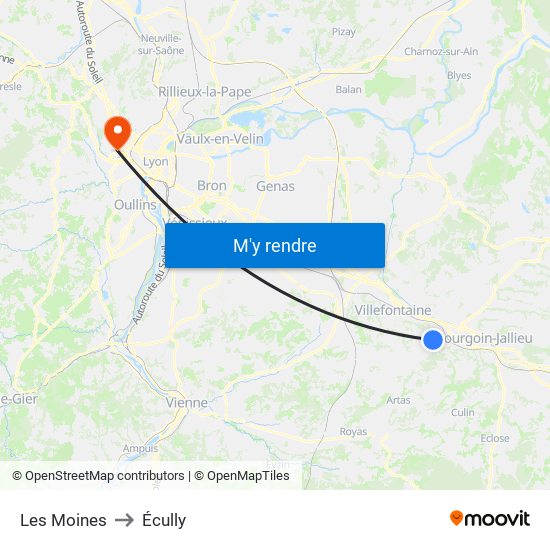 Les Moines to Écully map