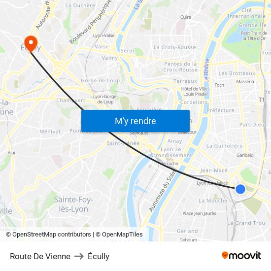 Route De Vienne to Écully map