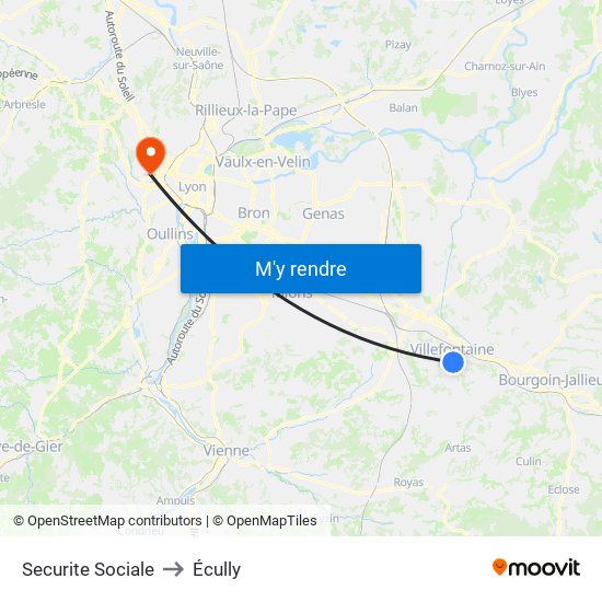 Securite Sociale to Écully map