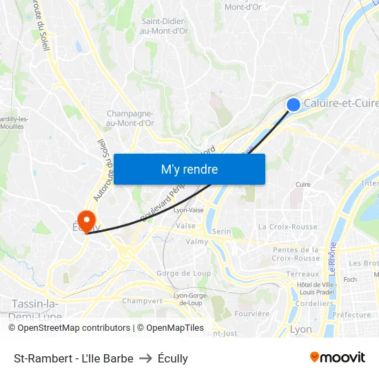 St-Rambert - L'Ile Barbe to Écully map