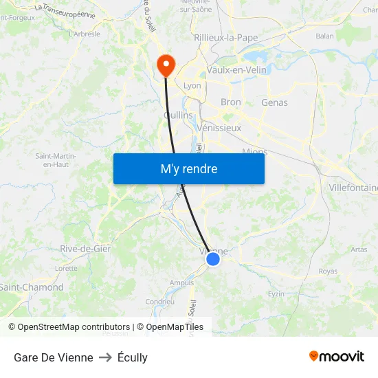 Gare De Vienne to Écully map