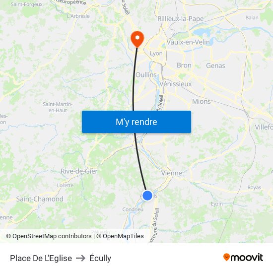 Place De L'Eglise to Écully map