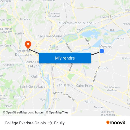 Collège Evariste Galois to Écully map