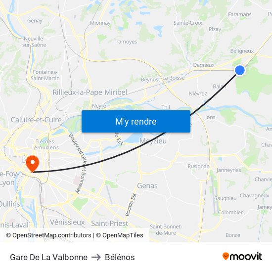 Gare De La Valbonne to Bélénos map