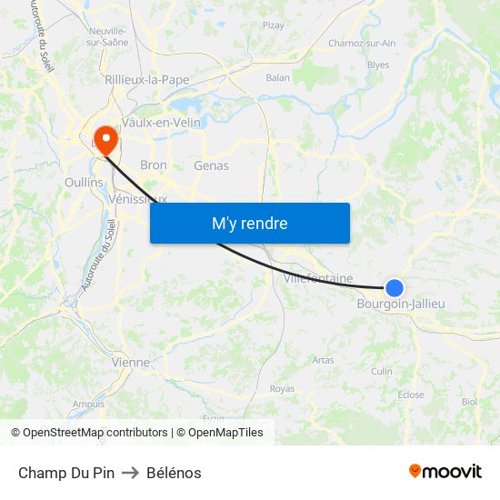Champ Du Pin to Bélénos map