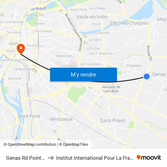 Genas Rd Point Epine to Institut International Pour La Francophonie map