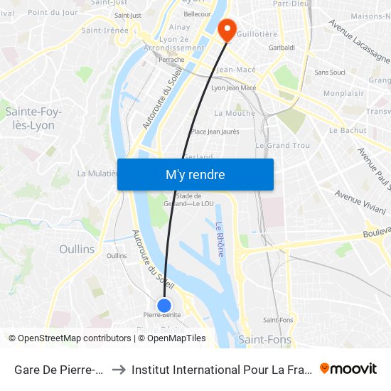 Gare De Pierre-Bénite to Institut International Pour La Francophonie map