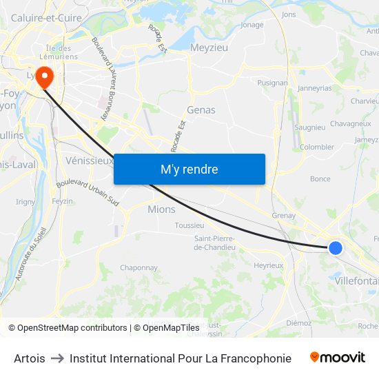 Artois to Institut International Pour La Francophonie map