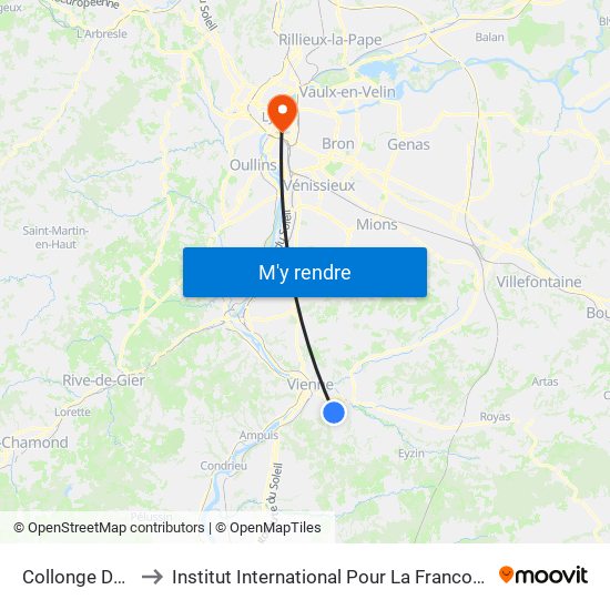 Collonge D538 to Institut International Pour La Francophonie map