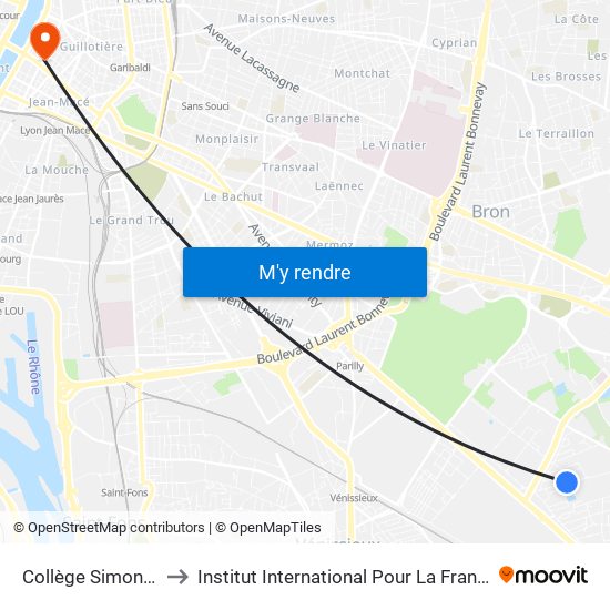 Collège Simone Veil to Institut International Pour La Francophonie map