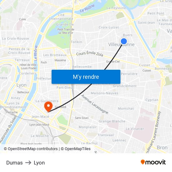 Dumas to Lyon map