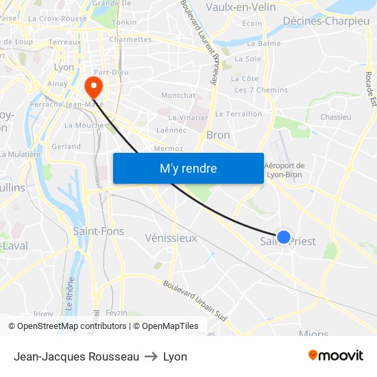 Jean-Jacques Rousseau to Lyon map