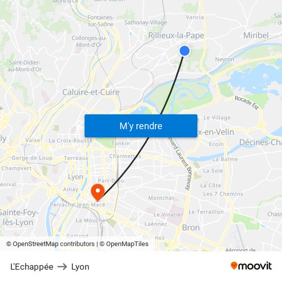 L'Echappée to Lyon map