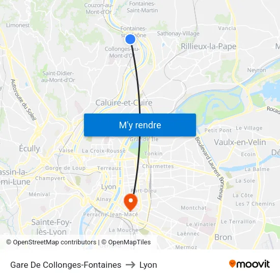 Gare De Collonges-Fontaines to Lyon map
