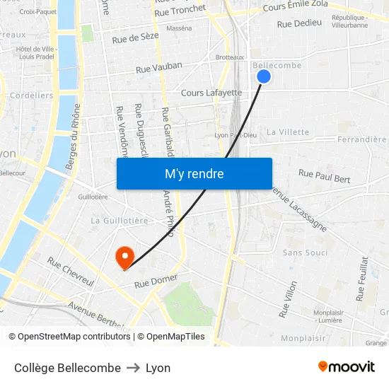 Collège Bellecombe to Lyon map