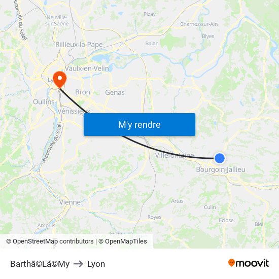Barthã©Lã©My to Lyon map