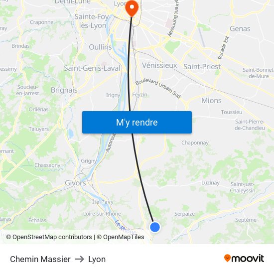 Chemin Massier to Lyon map
