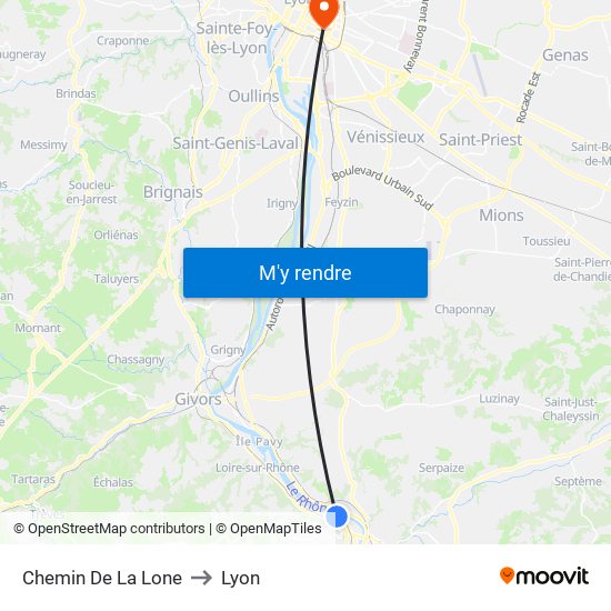 Chemin De La Lone to Lyon map