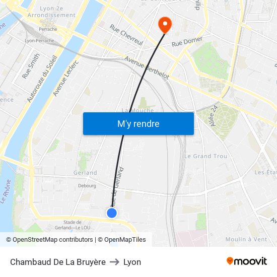 Chambaud De La Bruyère to Lyon map