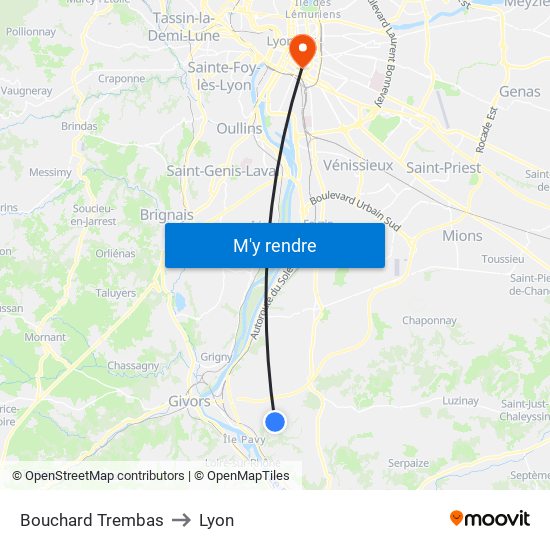 Bouchard Trembas to Lyon map