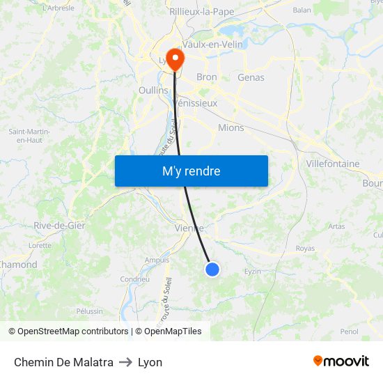 Chemin De Malatra to Lyon map