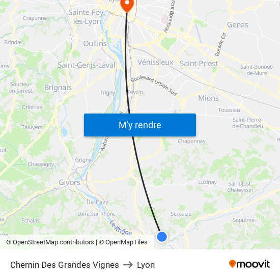 Chemin Des Grandes Vignes to Lyon map