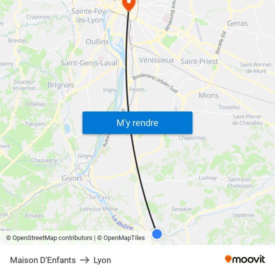 Maison D'Enfants to Lyon map