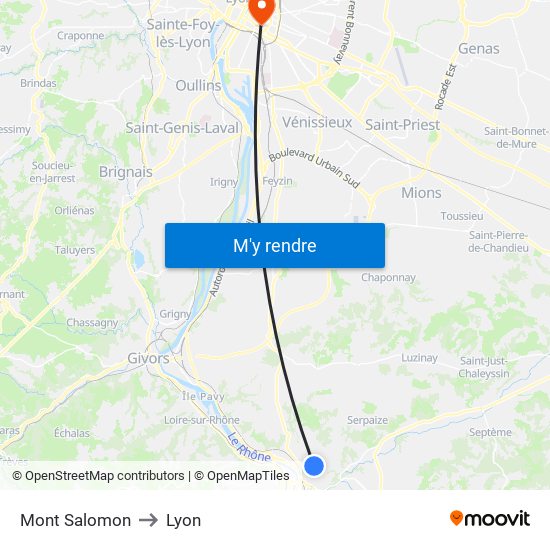 Mont Salomon to Lyon map